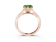 Fancy Green Heart Cut Diamond Solitaire Engagement Ring Set in Rose gold with Twisted Pavé Band and Prong Setting
