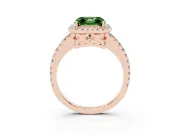 Asscher Cut Pave Halo Engagement Ring Setting for a Fancy Green Lab-Grown Diamond | Rose Gold