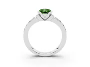 Fancy Green Radiant Cut Diamond Wide Channel Set Band Ring Set in Platinum with Bezel Setting