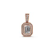Emerald Cut Lab-Grown Diamond Pavé Halo Pendant Necklace | Graduated Pavé Bail | Rose Gold