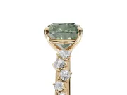 Cushion Cut Graduated Solitaire Engagement Ring Setting for a Fancy Green Lab-Grown Diamond | Yellow Gold