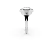 Asscher Cut Diamond Milgrain Halo Ring Set in White gold with Split Shank