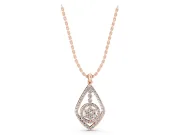 Round Lab-Grown Diamond Pavé Kite Pendant Necklace | Cluster Halo | Rose Gold