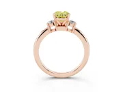 Oval Three Stone Engagement Ring Setting for a Fancy Yellow Lab-Grown Diamond | Round Side Stones | Rose Gold