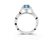 Cushion Cut Twist Halo Engagement Ring Setting for a Fancy Blue Lab-Grown Diamond | Platinum