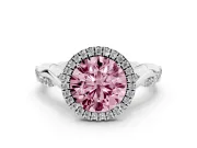 Round Twist Halo Engagement Ring Setting for a Fancy Pink Lab-Grown Diamond | Sterling Silver