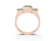 Oval Channel-Set Three Stone Engagement Ring Setting for a Fancy Green Lab-Grown Diamond | Rose Gold