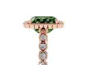 Radiant Cut Milgrain Halo Engagement Ring Setting for a Fancy Green Lab-Grown Diamond | Beaded Shoulders | Rose Gold