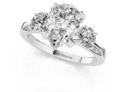 Pear-Shaped Hidden Halo Three Stone Engagement Ring Setting | Pave Gallery | Platinum