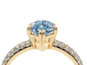 Marquise Three Row Pave Engagement Ring Setting for a Fancy Blue Lab-Grown Diamond | Yellow Gold