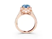 Round Petal Frame Floral Halo Engagement Ring Setting for a Fancy Blue Lab-Grown Diamond | Pavé Split Shank | Rose Gold