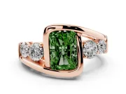 Radiant Cut Bezel Bypass Engagement Ring Setting for a Fancy Green Lab-Grown Diamond | Rose Gold