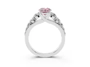 Oval Graduated Side Stone Engagement Ring Setting for a Fancy Pink Lab-Grown Diamond | Flat Top Band | Platinum