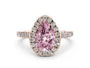 Pear-Shaped Halo Engagement Ring Setting for a Fancy Pink Lab-Grown Diamond | Pave Shoulders | Rose Gold