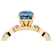 Emerald Cut Ribbon Twist Engagement Ring Setting for a Fancy Blue Lab-Grown Diamond | Accented Shoulders | Yellow Gold
