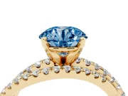 Round Twisted Pavé Engagement Ring Setting for a Fancy Blue Lab-Grown Diamond | Yellow Gold