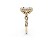 Marquise Milgrain Halo Engagement Ring Setting | Graduated Shoulders | Yellow Gold