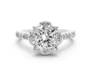 Princess Cut Floral Petal Engagement Ring Setting | Petal Accents | Platinum