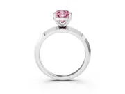 Fancy Pink Cushion Cut Diamond Solitaire Engagement Ring Set in Platinum with Flat Band and Prong Setting