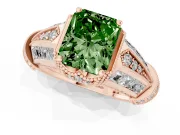 Radiant Cut Vintage Milgrain Engagement Ring Setting for a Fancy Green Lab-Grown Diamond | Hidden Halo | Rose Gold
