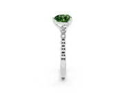 Fancy Green Heart Cut Diamond Solitaire Engagement Ring Set in Silver with Bezel Accents on Beaded Band