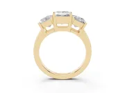 Princess Cut Three Stone Engagement Ring Setting | Large Side Stones | Yellow Gold