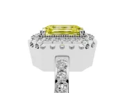 Emerald Cut Halo Engagement Ring Setting for a Fancy Yellow Lab-Grown Diamond | Sterling Silver - Design NV-24788