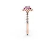 Princess Cut Halo Engagement Ring Setting for a Fancy Pink Lab-Grown Diamond | Pave Shoulders | Rose Gold