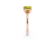 Fancy Yellow Asscher Cut Diamond Solitaire Ring Set in Rose gold with Prong Setting on a Plain Round Band