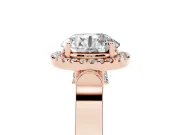 Round Halo Engagement Ring Setting | Pavé Panel Shoulders | Rose Gold