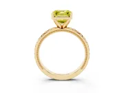 Asscher Cut Vintage Milgrain Engagement Ring Setting for a Fancy Yellow Lab-Grown Diamond | X Pattern Band | Yellow Gold