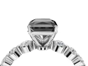 Radiant Cut Graduated Side Stone Engagement Ring Setting for a Black Center | White Gold