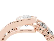 Pear-Shaped Bezel Bypass Engagement Ring Setting | Round Side Stones | Rose Gold