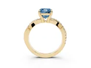 Princess Cut Twist Engagement Ring Setting for a Fancy Blue Lab-Grown Diamond | Yellow Gold