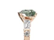Heart-Shaped Tapered Baguette Engagement Ring Setting for a Fancy Green Lab-Grown Diamond | Bar Set Sides | Rose Gold