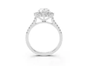 Oval Scalloped Halo Engagement Ring Setting | Single Row Pave | White Gold