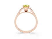 Fancy Yellow Pear Cut Diamond Solitaire Engagement Ring Set in Rose gold with Prong Setting and Tapered Band