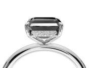Asscher Cut Hidden Halo Engagement Ring Setting for a Black Center | Sterling Silver
