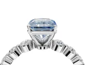 Radiant Cut Graduated Side Stone Engagement Ring Setting for a Fancy Blue Lab-Grown Diamond | Sterling Silver