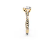 Heart-Shaped Twisted Pavé Solitaire Engagement Ring Setting | Split Shank | Yellow Gold
