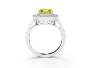 Asscher Cut Halo Engagement Ring Setting for a Fancy Yellow Lab-Grown Diamond | Polished Halo Rim | Sterling Silver