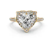 Heart-Shaped Petal Tip Halo Engagement Ring Setting | Single Row Pavé Band | Yellow Gold