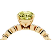 Oval Beaded Solitaire Engagement Ring Setting for a Fancy Yellow Lab-Grown Diamond | Yellow Gold