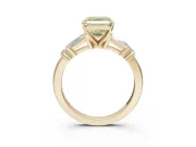 Asscher Cut Tapered Baguette Engagement Ring Setting for a Fancy Yellow Lab-Grown Diamond | Bar Set Sides | Yellow Gold