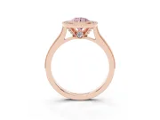 Pear-Shaped Vintage Milgrain Halo Engagement Ring Setting for a Fancy Pink Lab-Grown Diamond | Bezel Head | Rose Gold