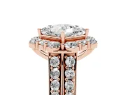 Princess Cut Large Accent Halo Engagement Ring Setting | Graduated Pavé | Rose Gold