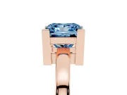 Fancy Blue Princess Cut Diamond Solitaire Ring Set in Rose gold with Prong Head and Smooth Polished Band