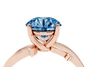 Round Twisted Pavé Engagement Ring Setting for a Fancy Blue Lab-Grown Diamond | Pavé and Plain Strands | Rose Gold