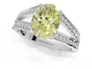 Oval Split Shank Pavé Engagement Ring Setting for a Fancy Yellow Lab-Grown Diamond | Platinum