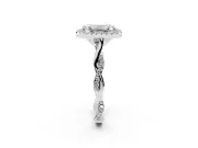 Emerald Cut Halo Engagement Ring Setting | Pavé Twist Band | Sterling Silver